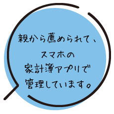 親から薦められて、スマホの家計簿アプリで管理しています。